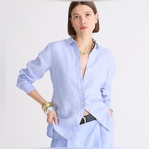 J. Crew Tops - J. Crew Sky Blue Linen Shirt